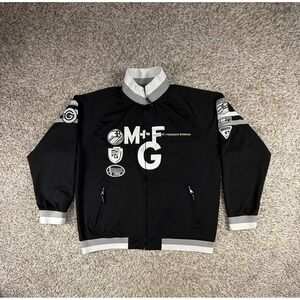 Y2K Marithe Francois Girbaud M+FG 38 Logo Patch Track Jacket Black 2XL